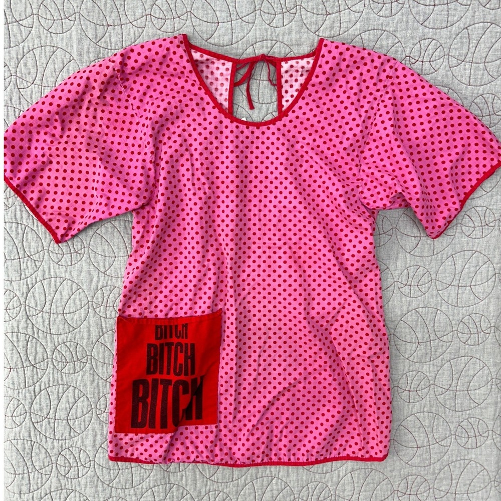 NOW! Designs San Francisco Paint Smock Gown Pink Polka Dot Funny / Women's OS